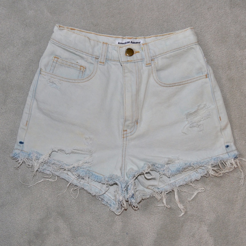 American Apparel - Los Angeles Apparel High Waisted Denim Jean Shorts
